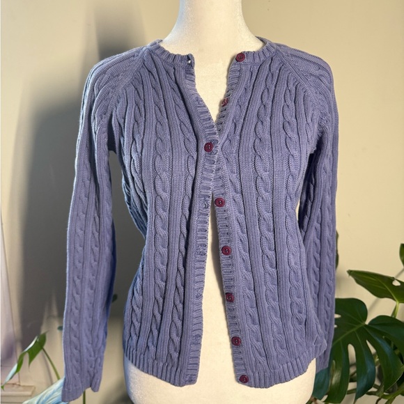 L.L. Bean Sweaters - L.L. Bean Lavender Cable Knit Cardigan